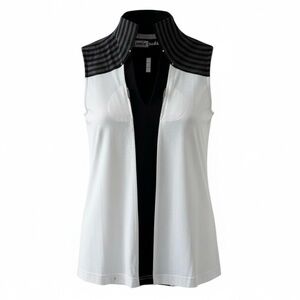 Jamie Sadock Black and White Sleeveless V-Neck Top Size Medium